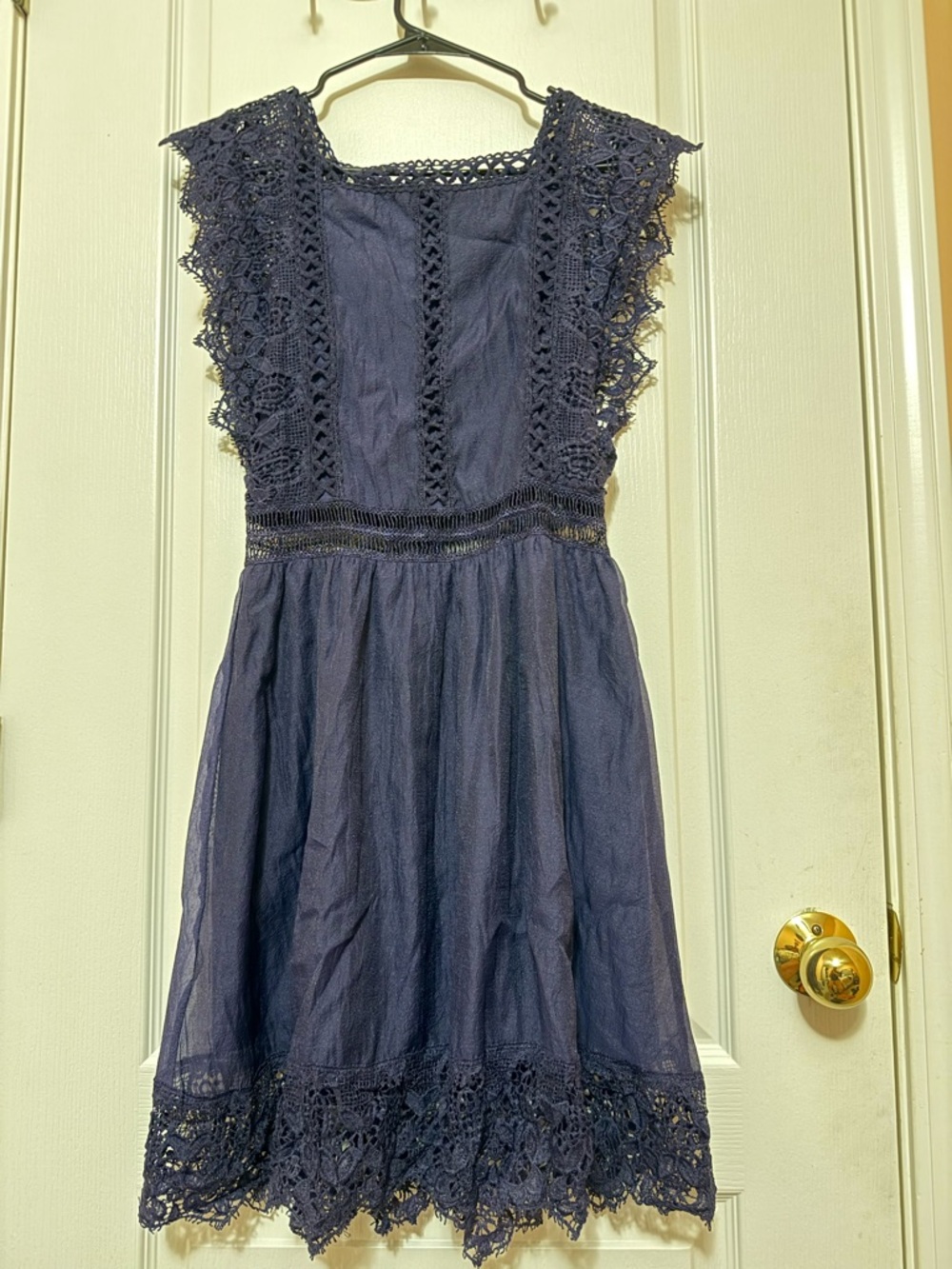 Charlotte Russe Navy Crochet Trim Tank Top
